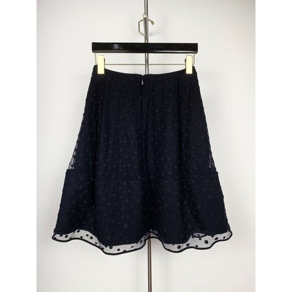 Chloé Black Polka Dot Lace A-Line Skirt With Transparent Gauze Hem - Picture 2 of 5